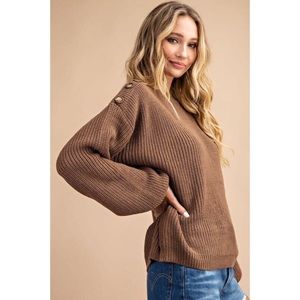 🍂The Shady Glen Ribbed Ballon Sleeve Sweater Top